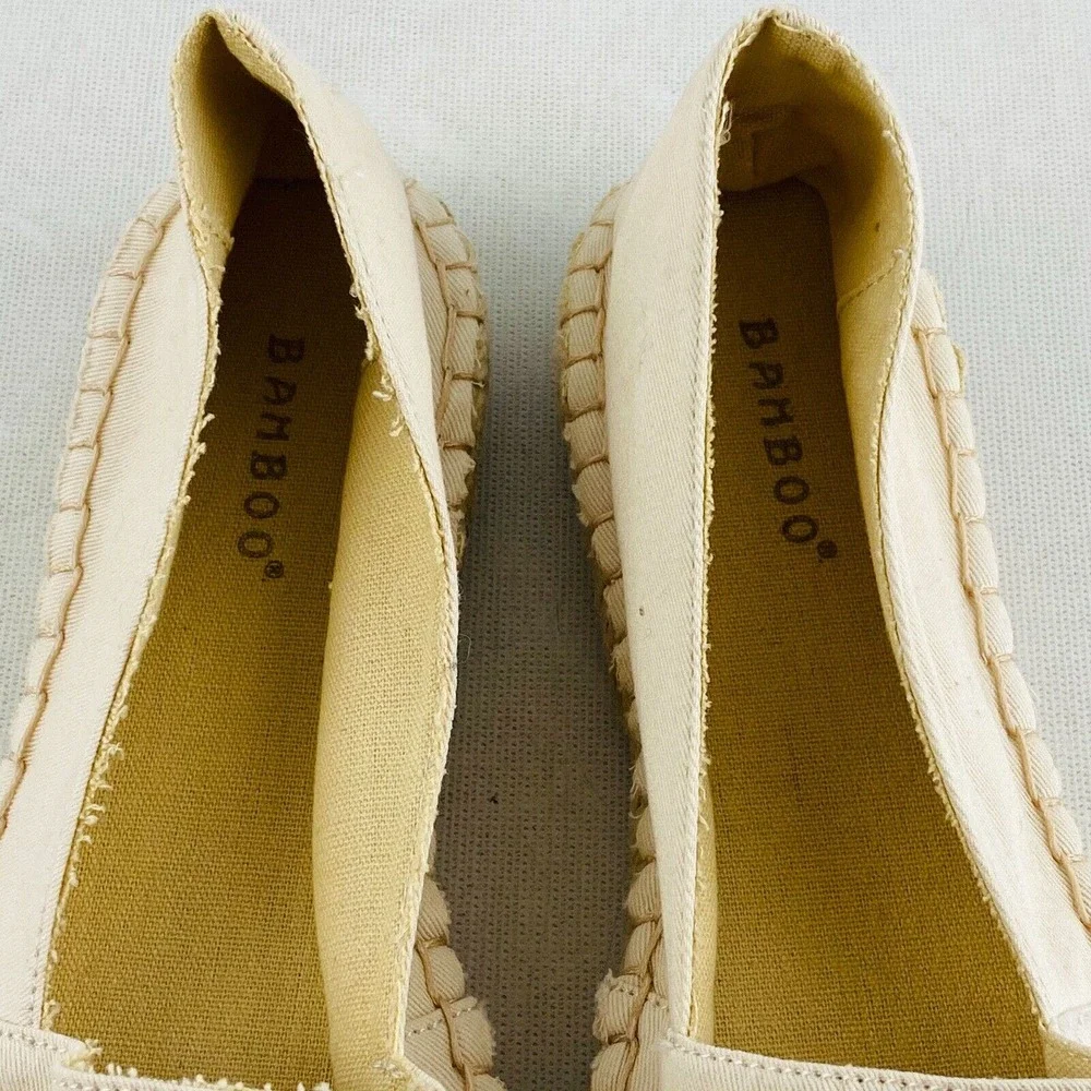 Womens 8.5 Bamboo Maldives Espadrilles Popcorn Drink Ivory Canvas Slip On‎ Shoes